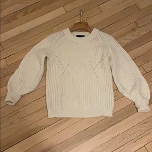 Ivory Cashmere Sweater with bubble sleeve